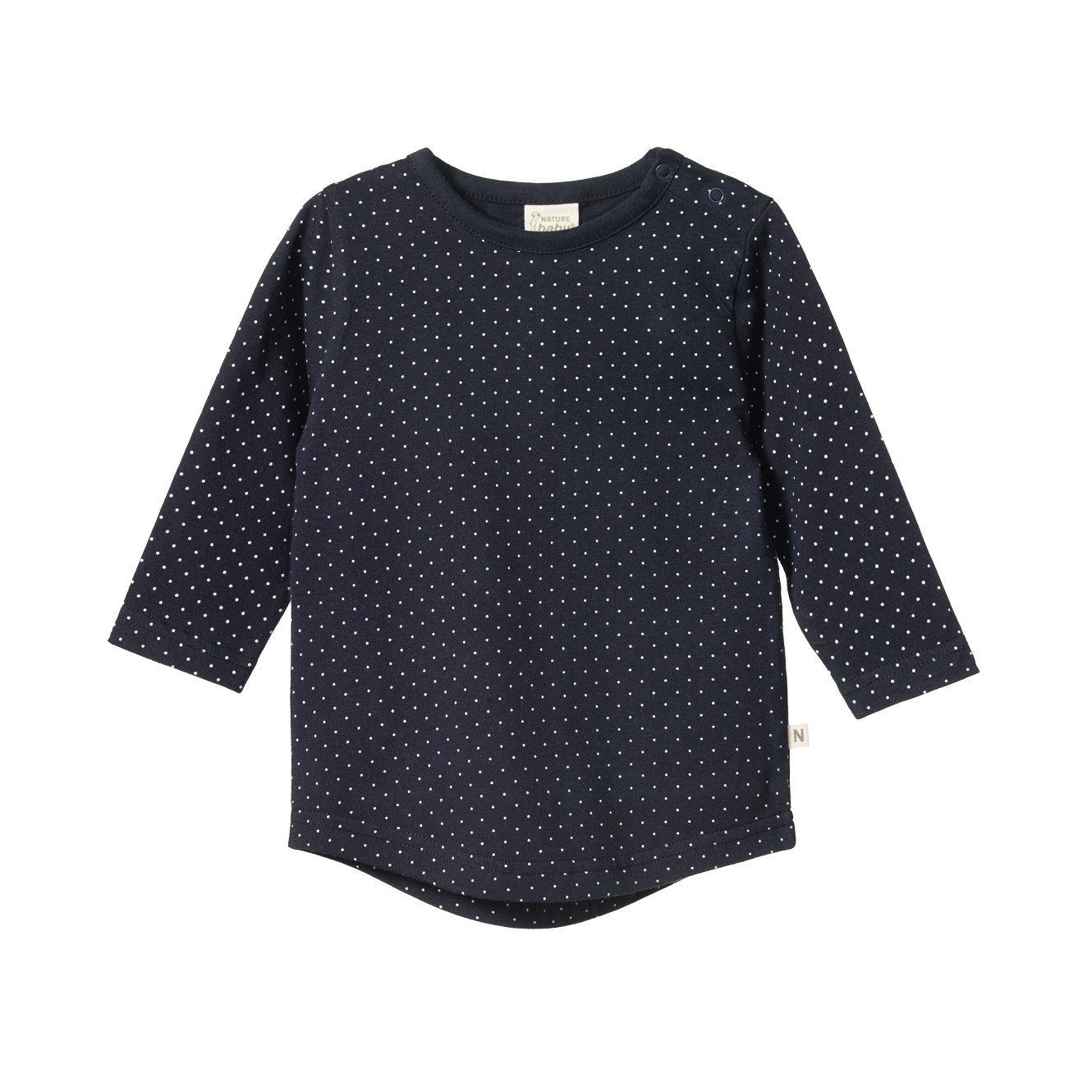 Nature Baby Stretch Jersey Everyday Tee - Navy Mini Dot Print