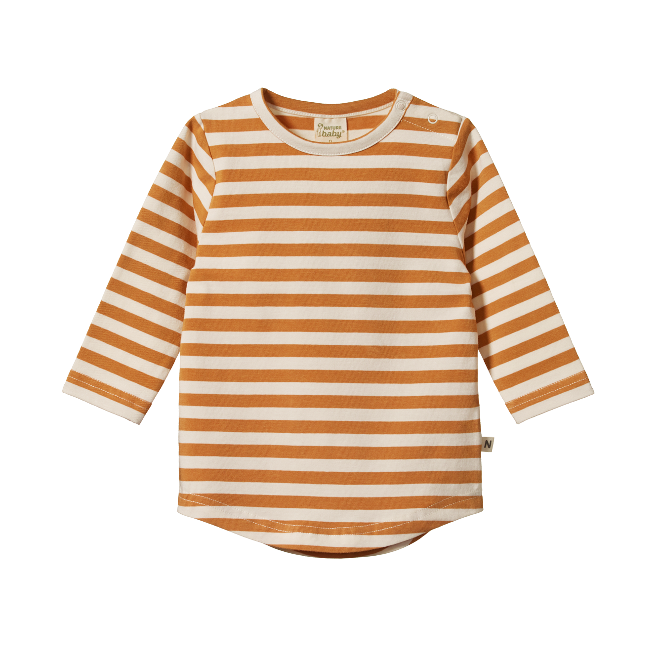 Nature Baby Stretch Jersey Everyday Tee - Straw Sea Stripe