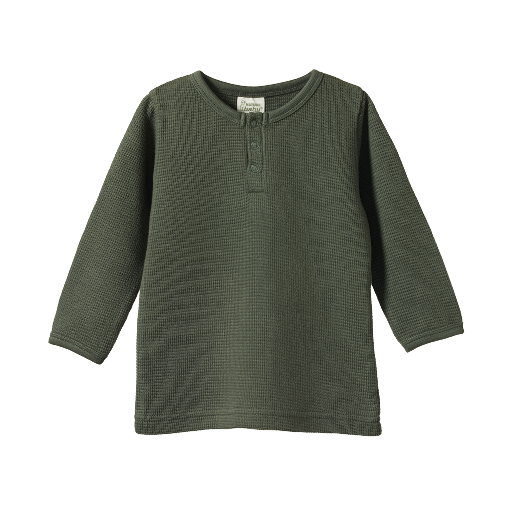 Nature Baby Henley Waffle Tee - Thyme
