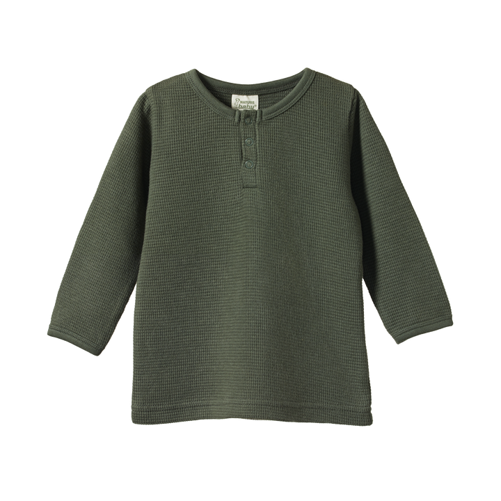 Nature Baby Henley Waffle Tee - Thyme