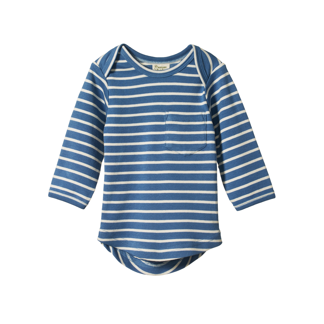 Nature Baby Long Sleeve Pocket Tee - Indigo Sailor Stripe