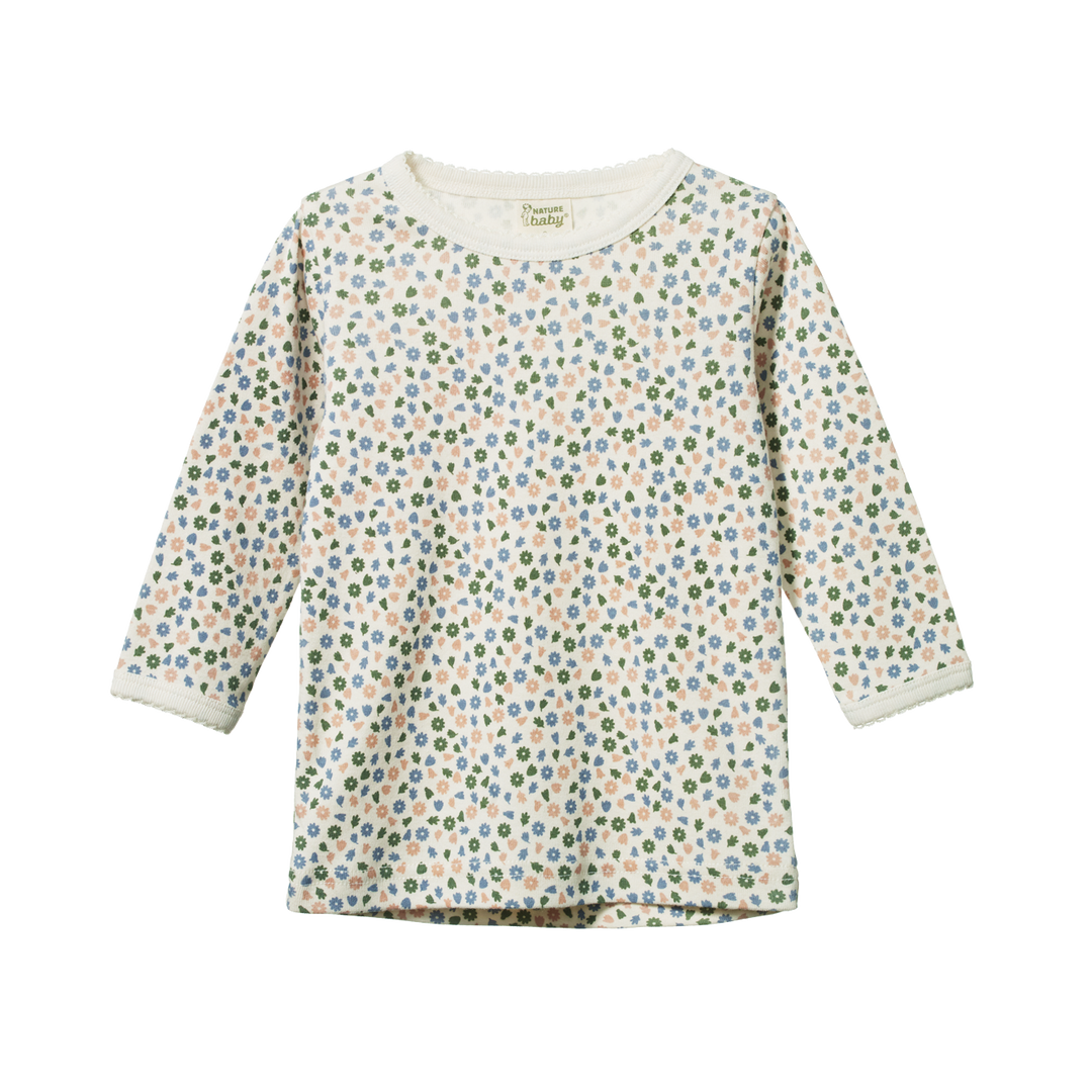 Nature Baby Long Sleeve Cloud Tee - Chamomile Blooms Print