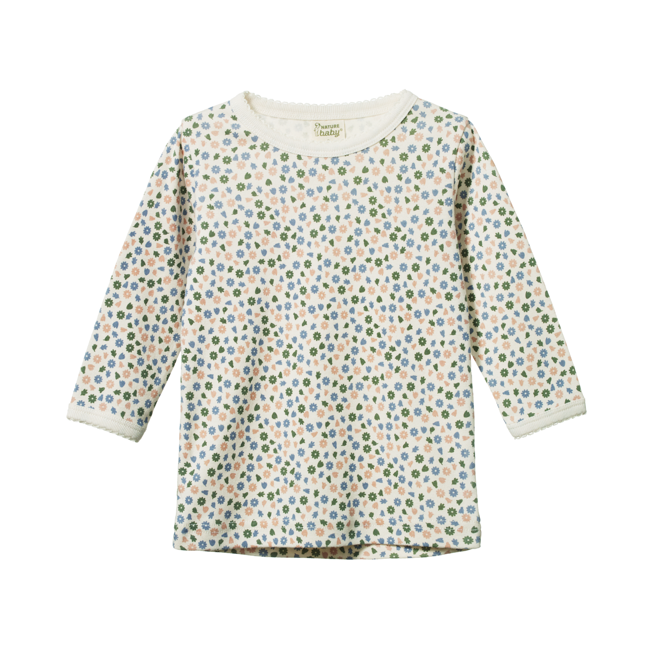 Nature Baby Long Sleeve Cloud Tee - Chamomile Blooms Print