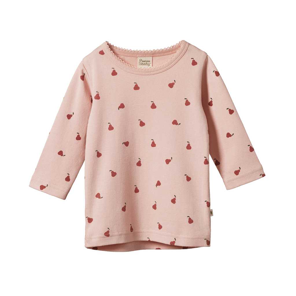 Long Sleeve Cloud Tee - Petite Pear Rose Dust Print