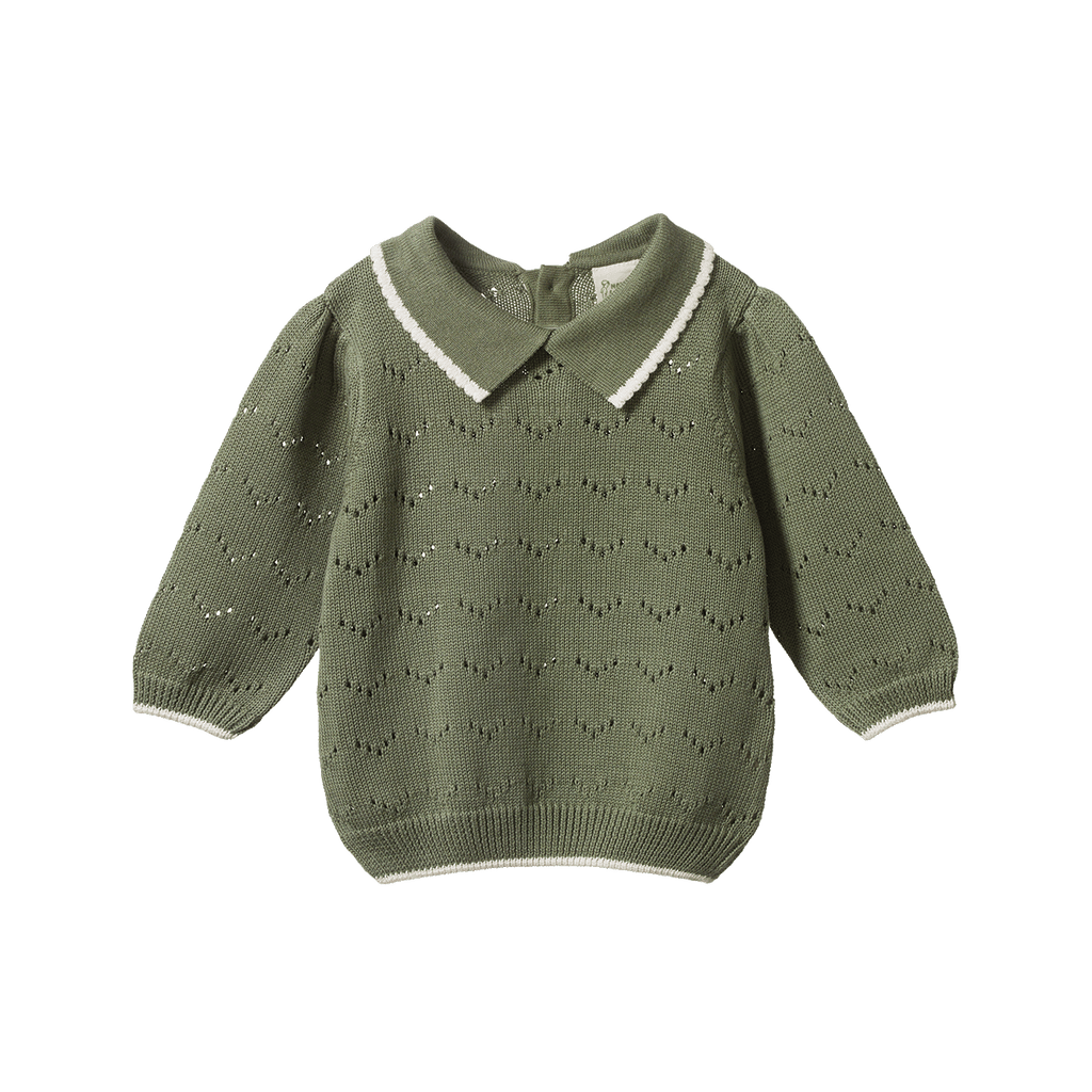 Nature Baby Long Sleeve Maeve Polo - Hedge Green