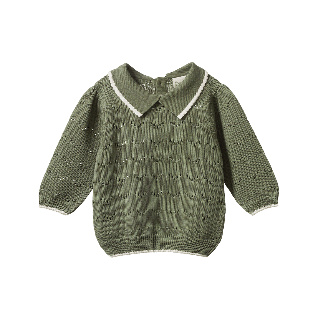 Nature Baby Long Sleeve Maeve Polo - Hedge Green