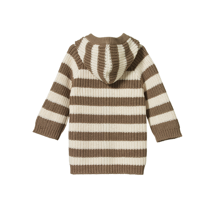 Nature Baby Oak Hoodie - Twig Marl Stripe Chunky Knit