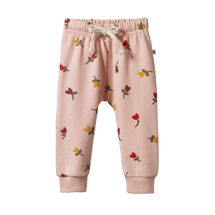 Nature Baby Sunday Track Pants - Tulips Rose Dust Print
