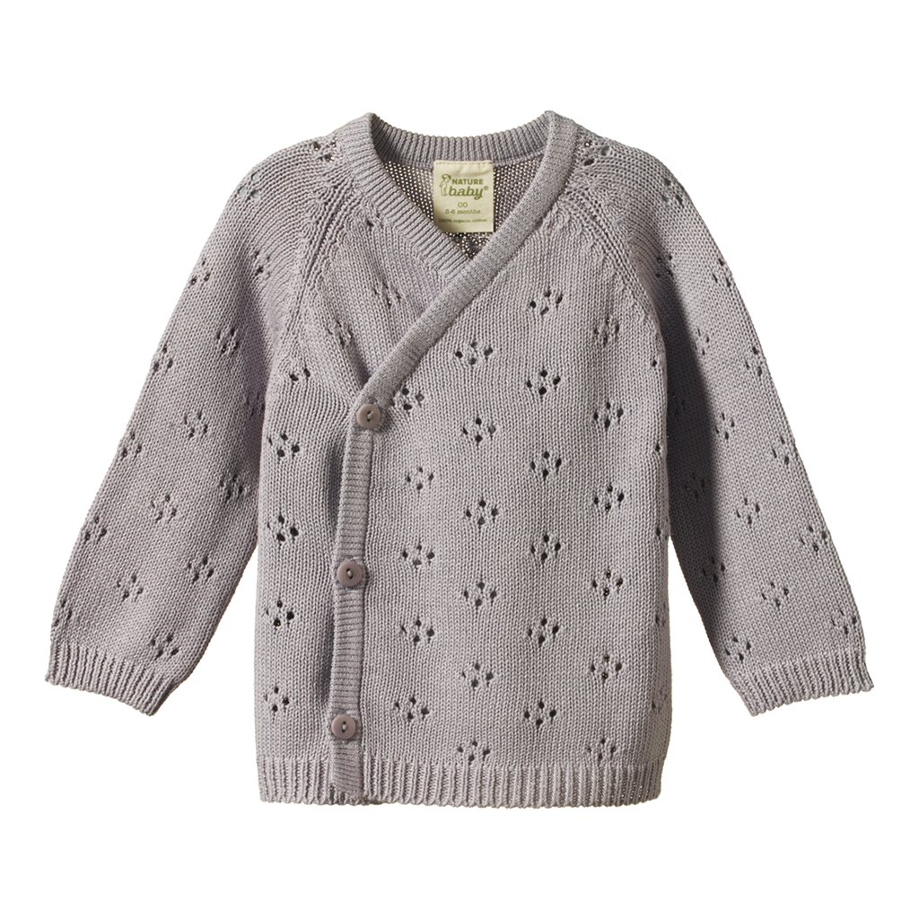 Nature Baby Honey Knit Cardigan Lilac Pointelle