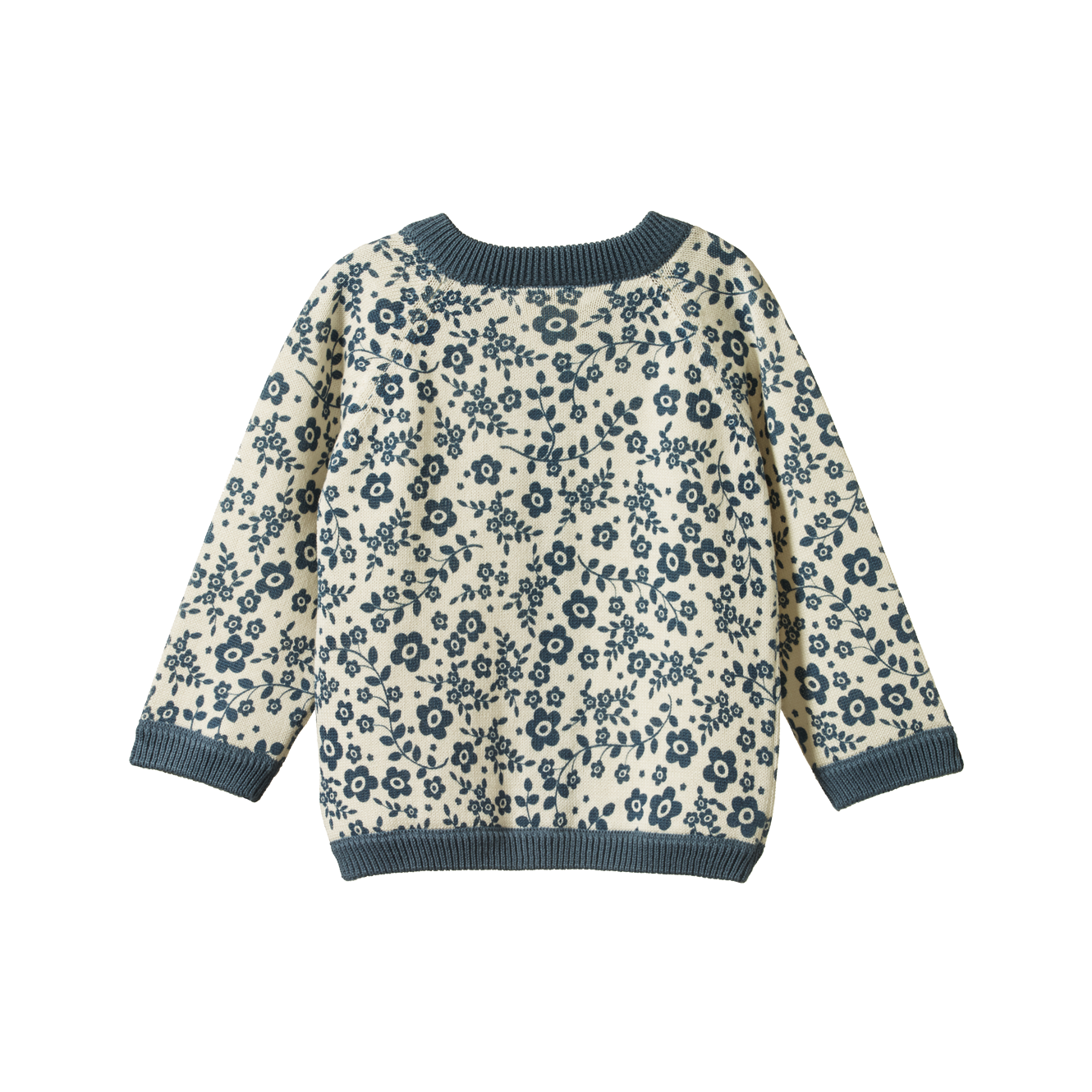 Nature Baby Piper Cardigan - Large Daisy Belle Blue Print