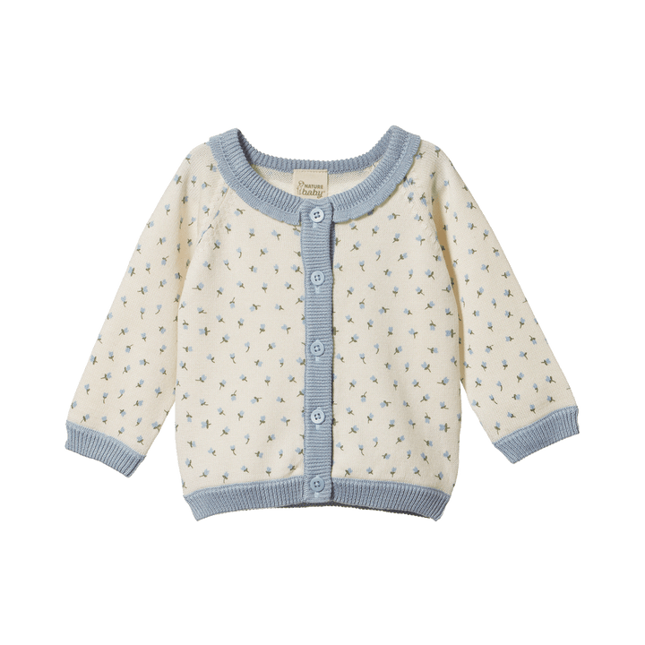 Nature Baby Piper Cardigan - Blue Tulip Print