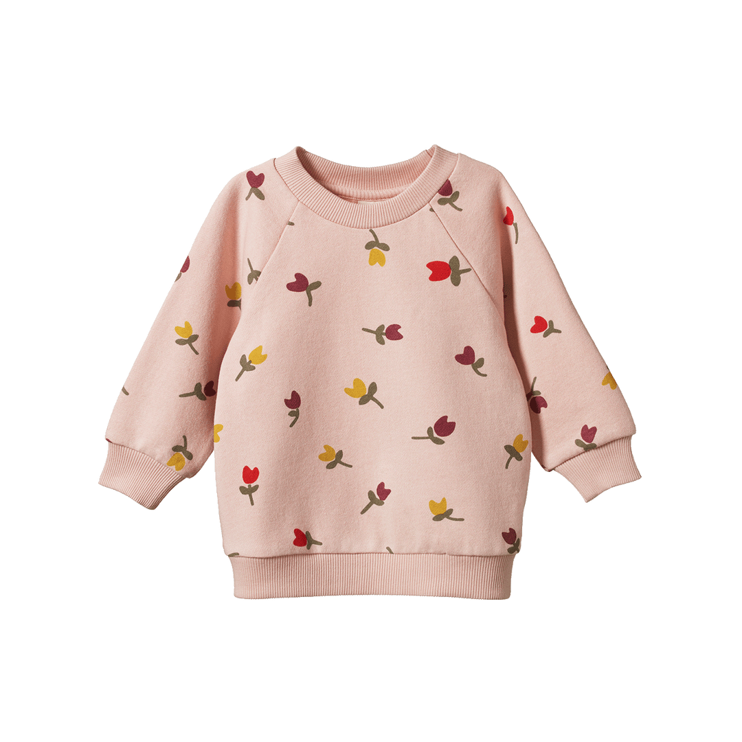 Nature Baby Emerson Sweater - Tulips Rose Dust Print