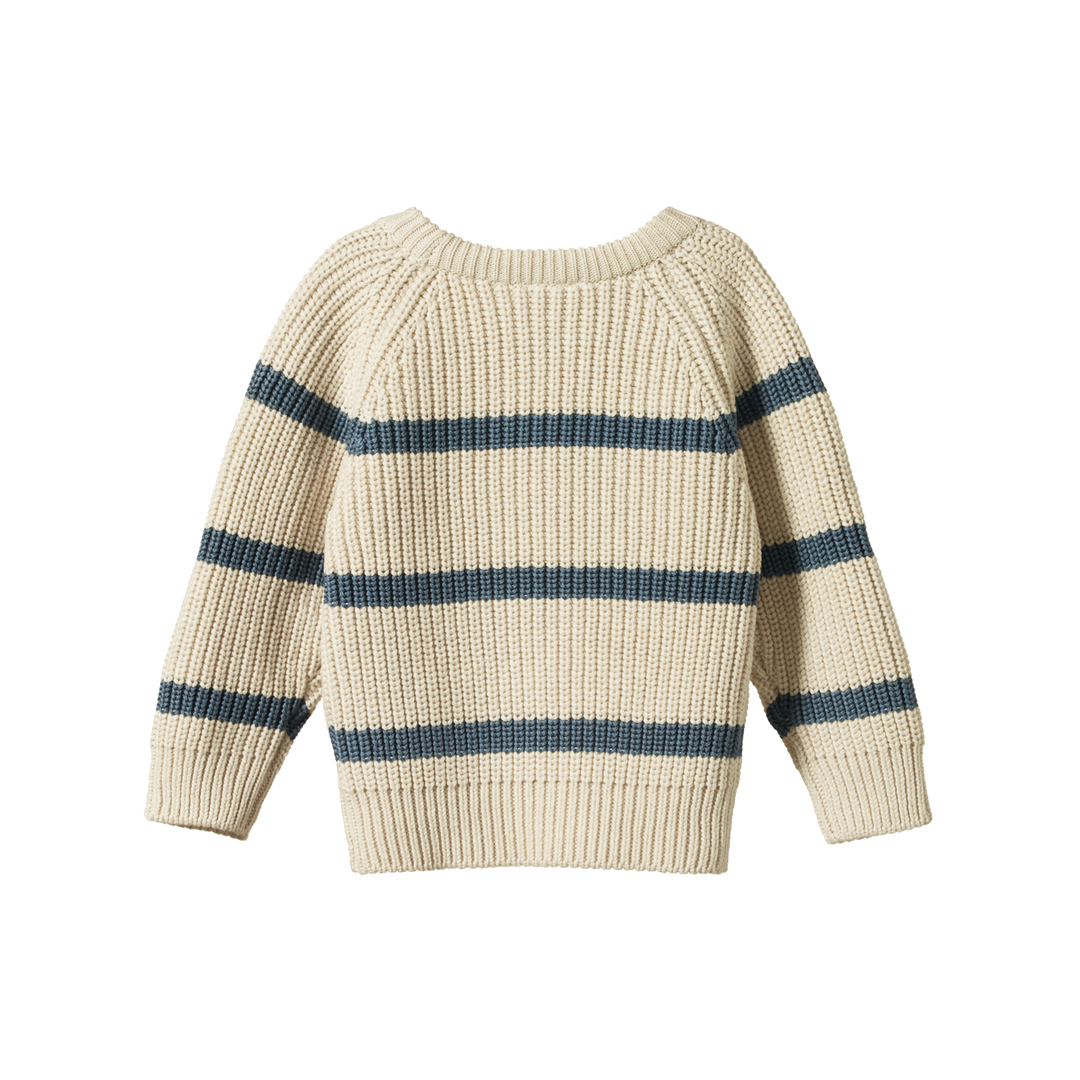 Nature Baby Billy Jumper - Oatmeal Marl/Sky Blue Stripe