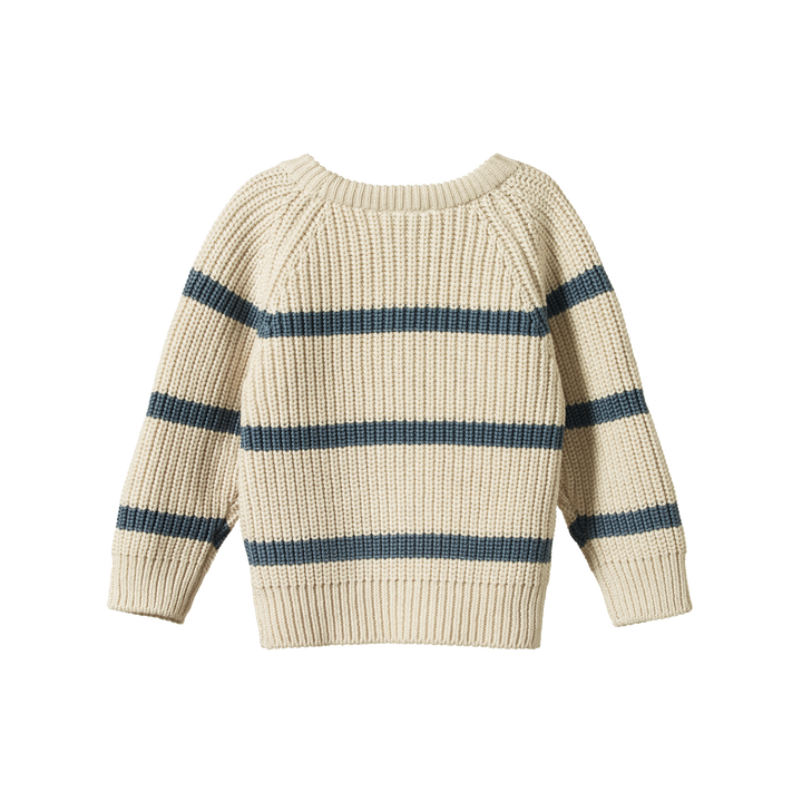 Nature Baby Billy Jumper - Oatmeal Marl/Sky Blue Stripe