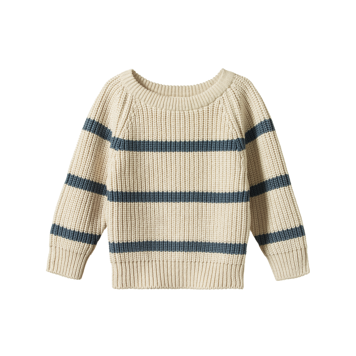 Nature Baby Billy Jumper - Oatmeal Marl/Sky Blue Stripe