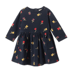 Long Sleeve Twirl Dress - Navy Tulip Print