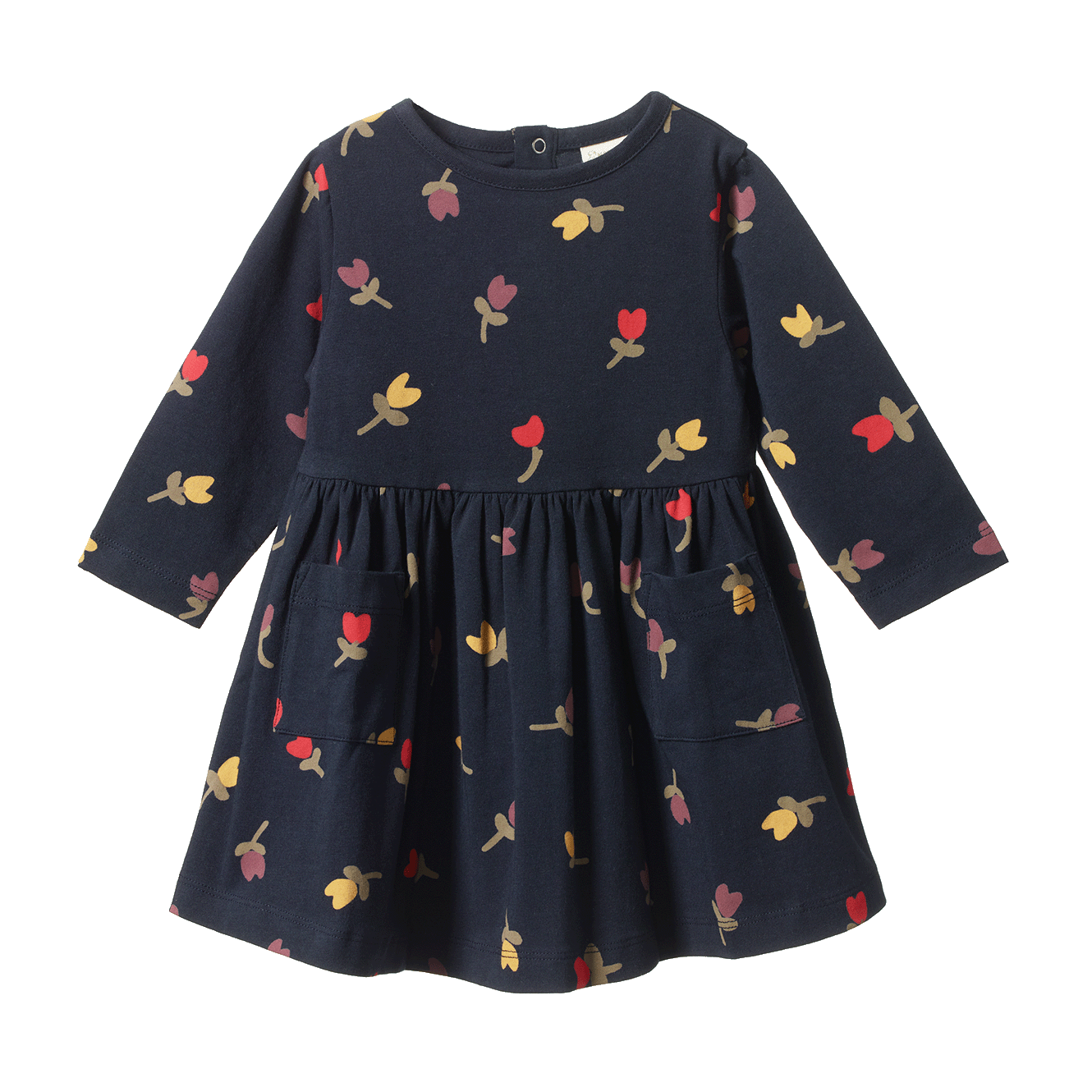 Nature Baby Long Sleeve Twirl Dress - Navy Tulip Print
