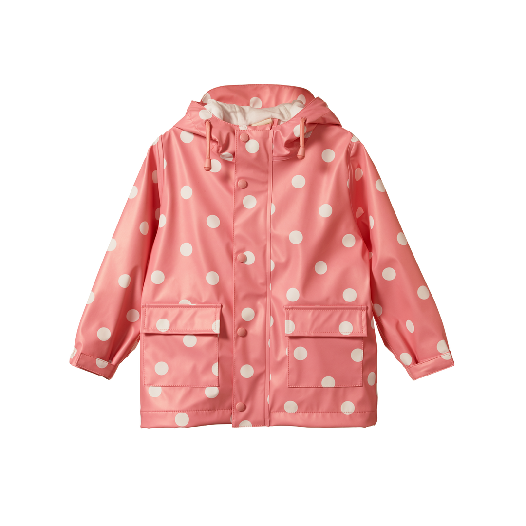 Pink polka dot raincoat outlet