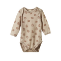 Nature Baby Merino Essential Long Sleeve Bodysuit - Happy Hedgehog Print
