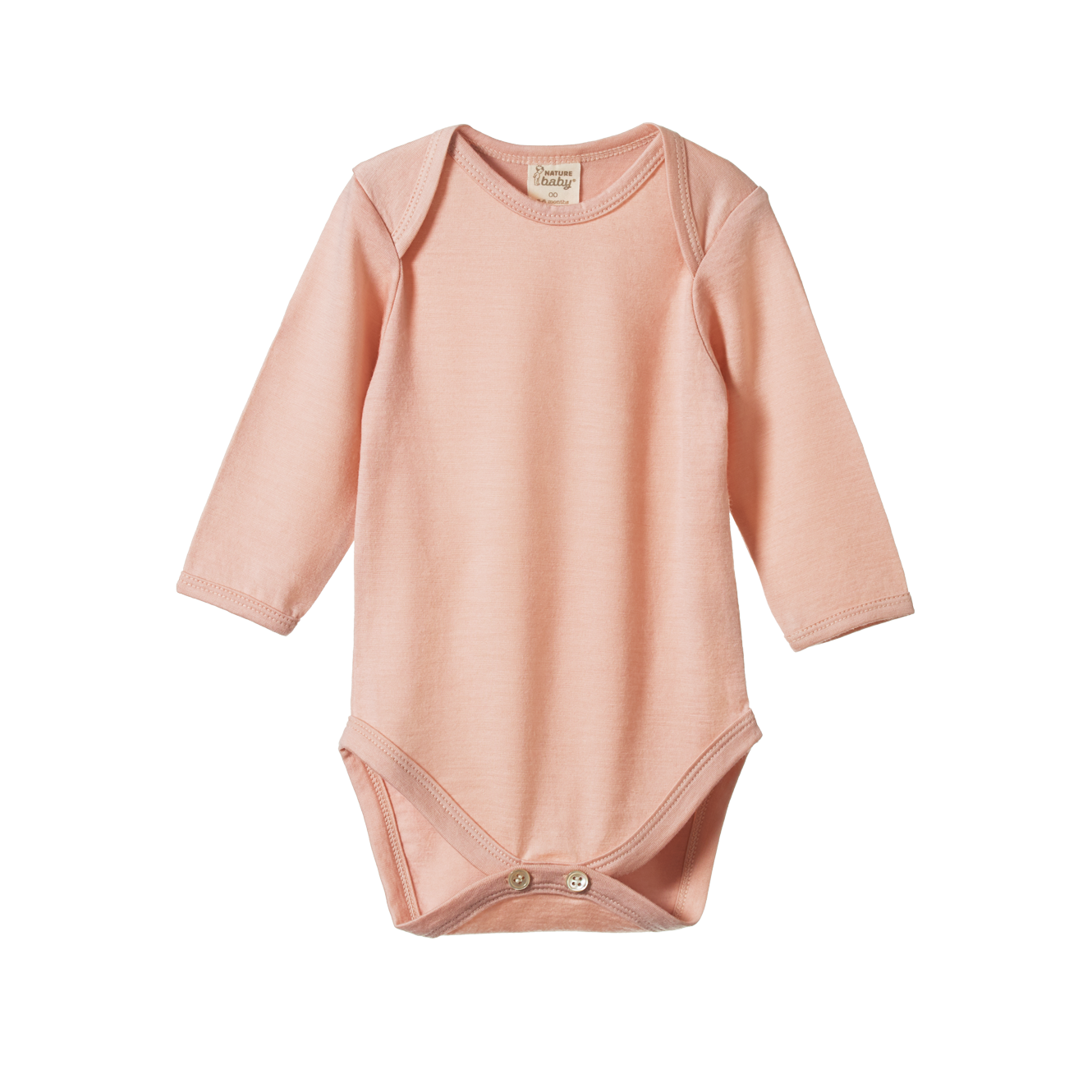 Nature Baby Merino Essential Long Sleeve Bodysuit - Rose Dust