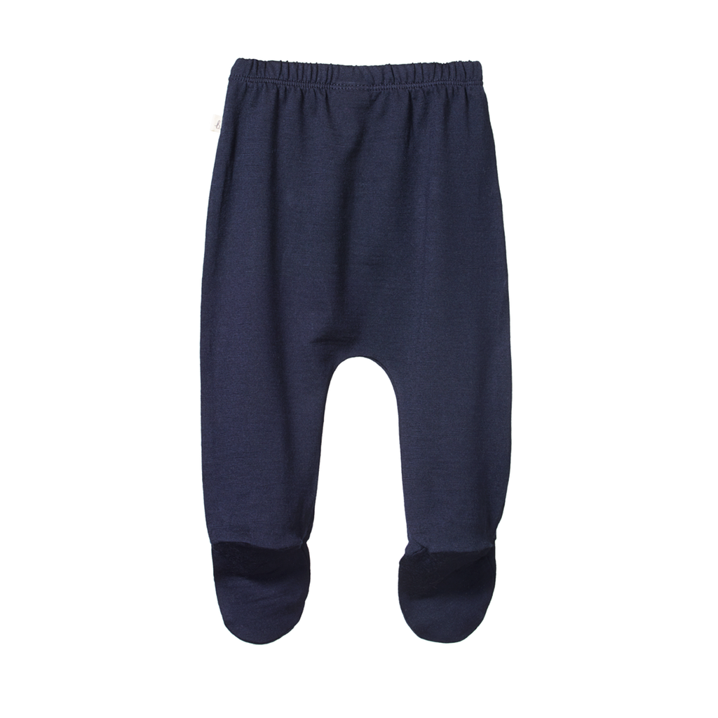 Nature Baby Merino Essential Footed Rompers - Navy