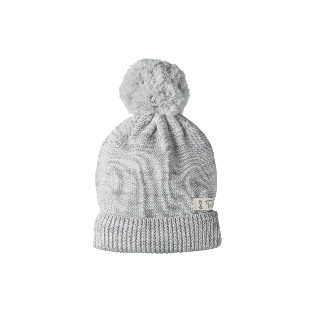 Nature Baby Alpine Pom Pom Beanie - Light Grey Marl