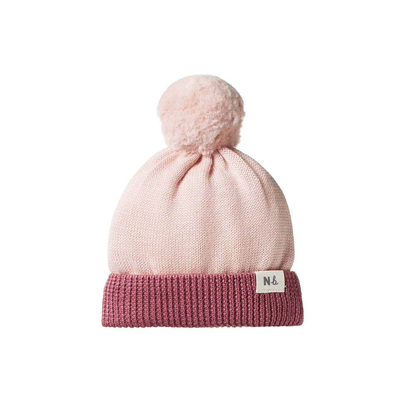 Nature Baby Alpine Pom Pom Beanie - Rose Dust/Rhubarb