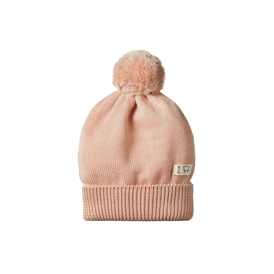 Nature Baby Alpine Pom Pom Beanie - Rose Dust