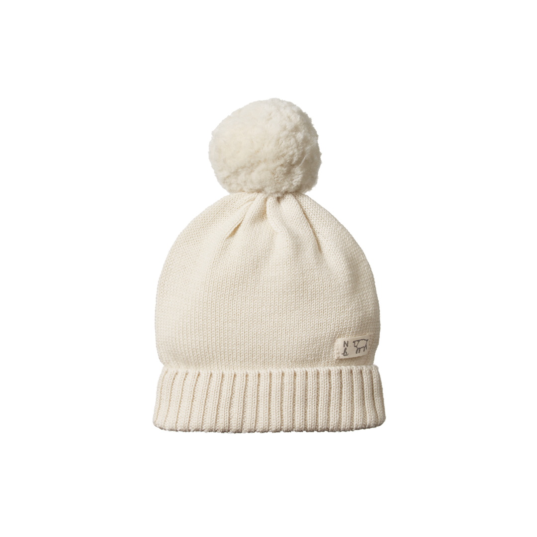 Nature Baby Alpine Pom Pom Beanie - Natural