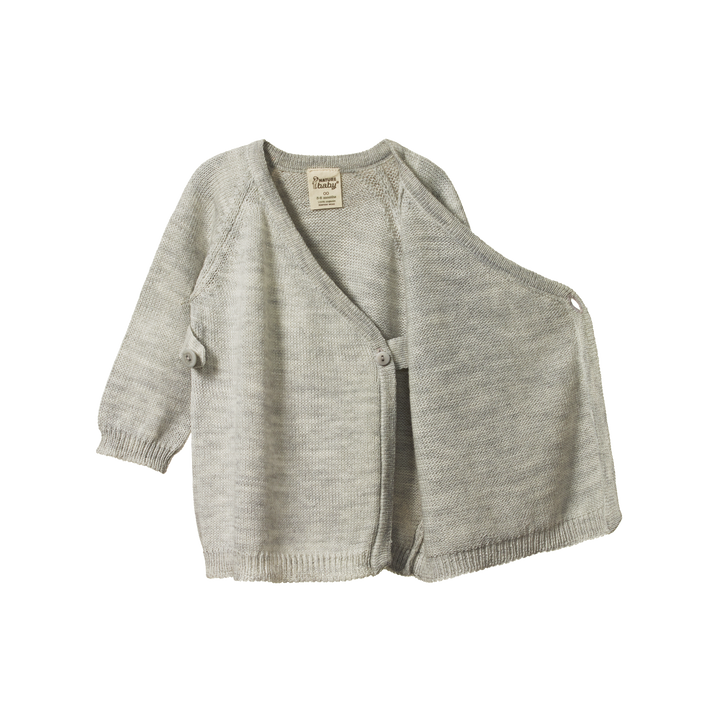 Nature Baby Merino Knit Kimono Jacket - Light Grey Marl