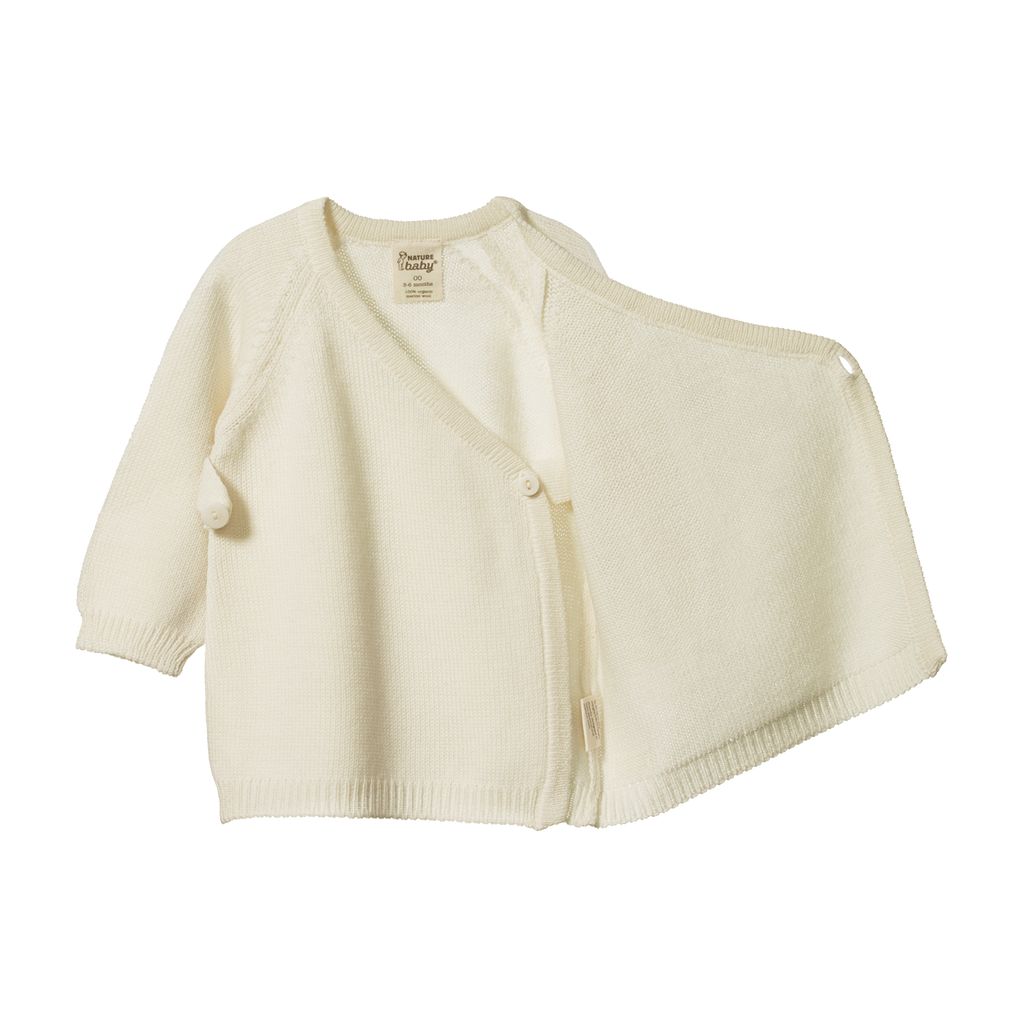 Nature Baby Merino Wool Knit Kimono Jacket - Natural