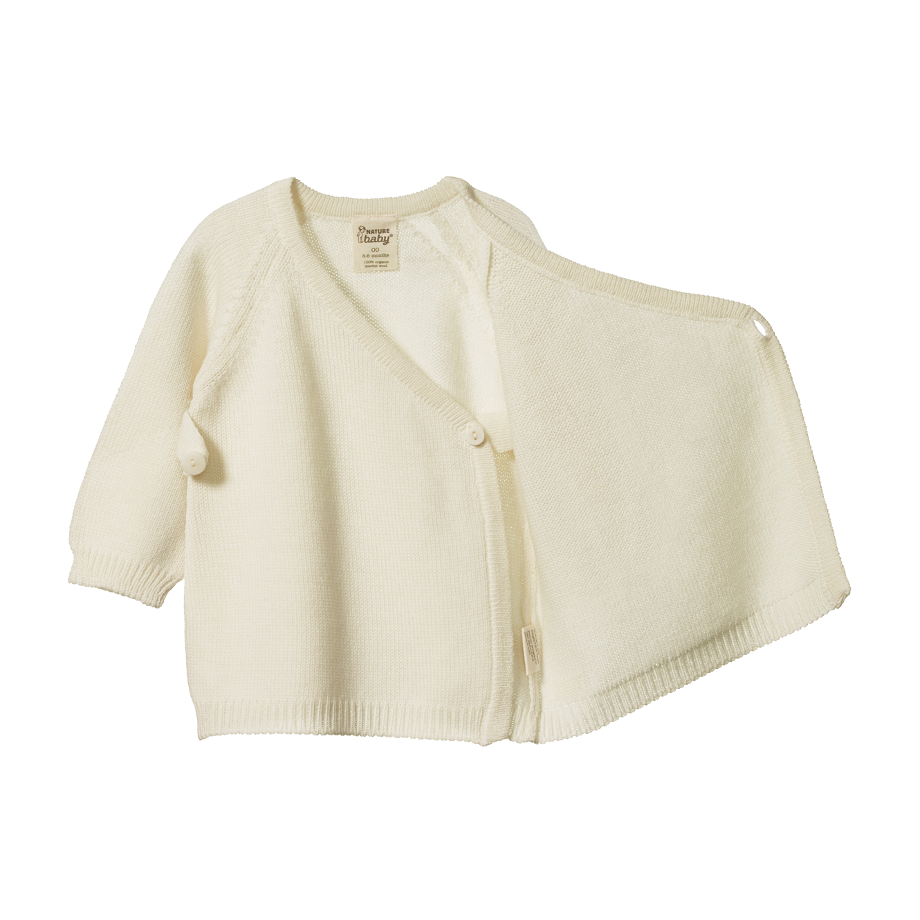 Nature Baby Merino Wool Knit Kimono Jacket - Natural
