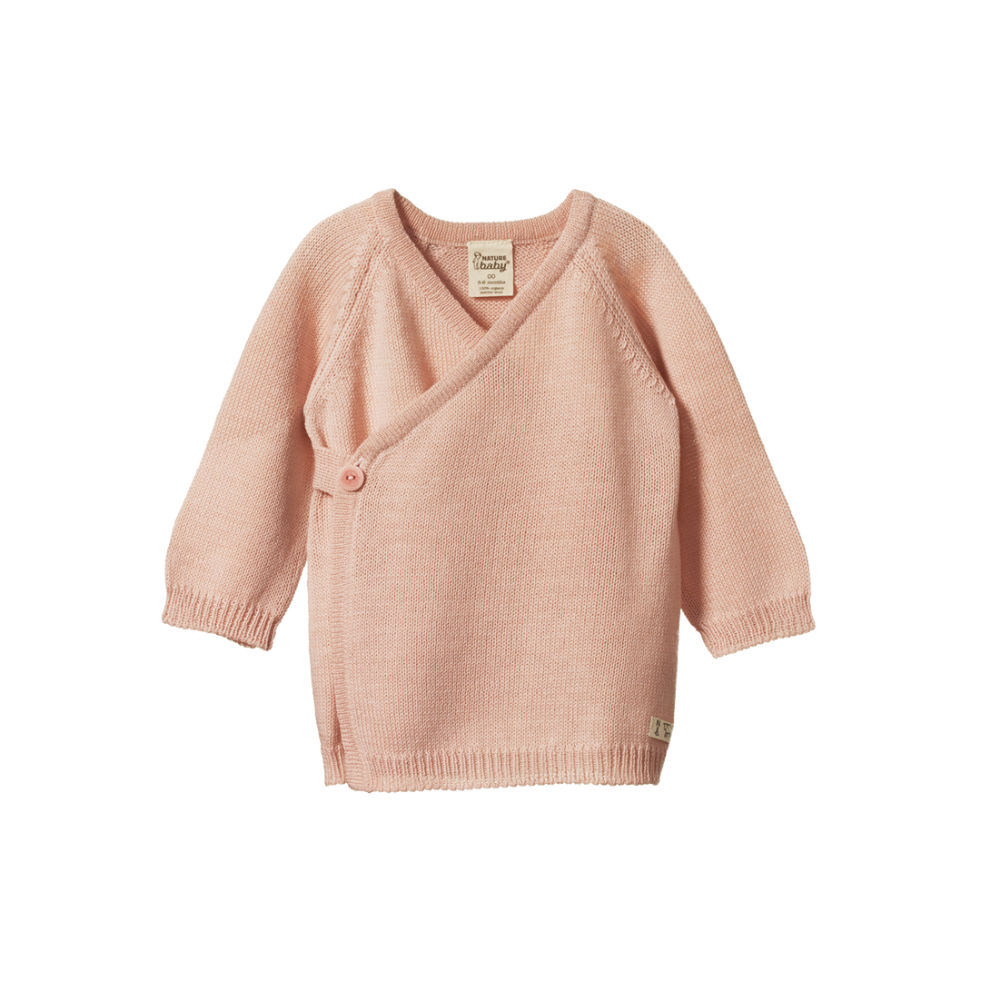 Nature Baby Merino Knit Kimono Jacket - Rose Dust