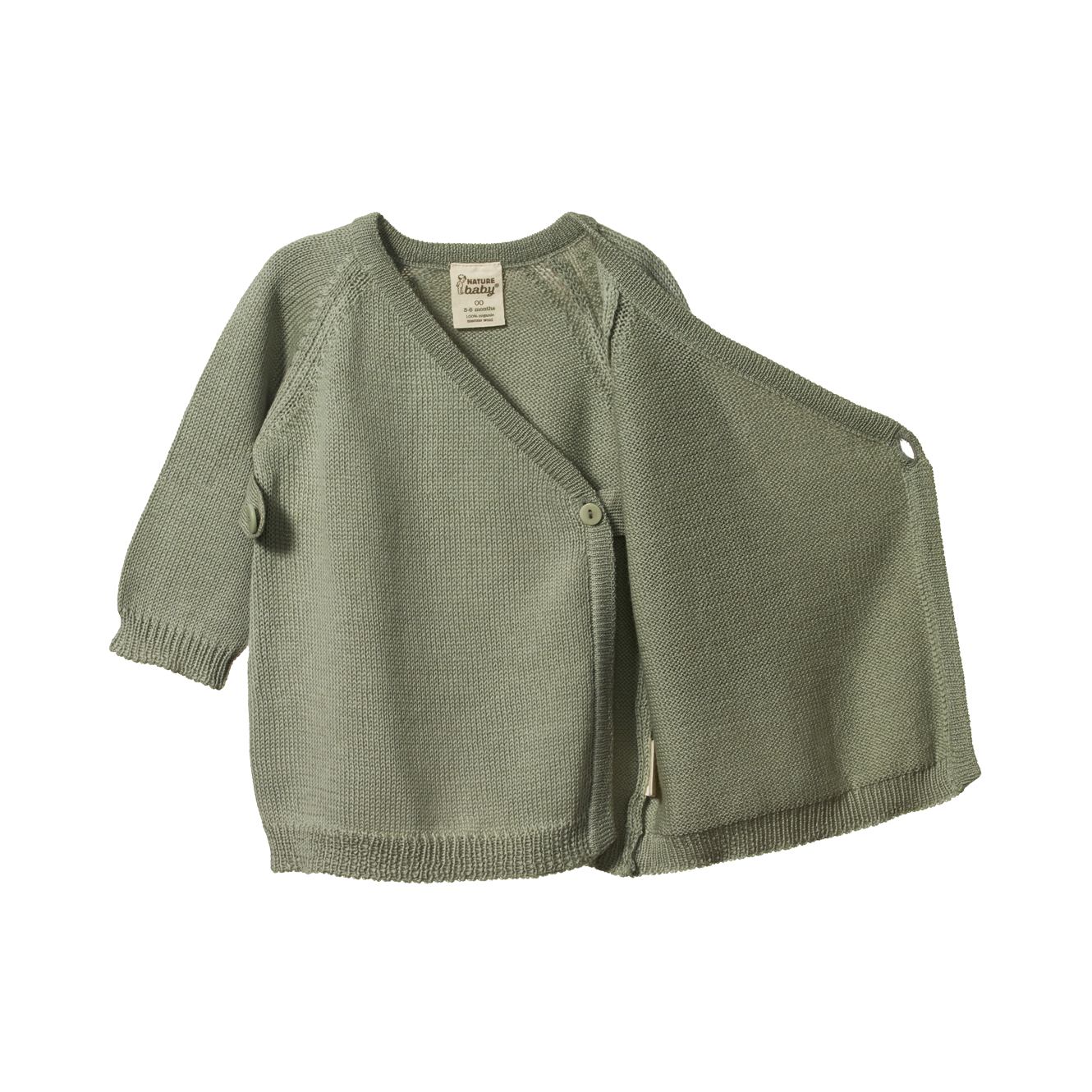 Nature Baby Merino Knit Kimono Jacket - Seedling