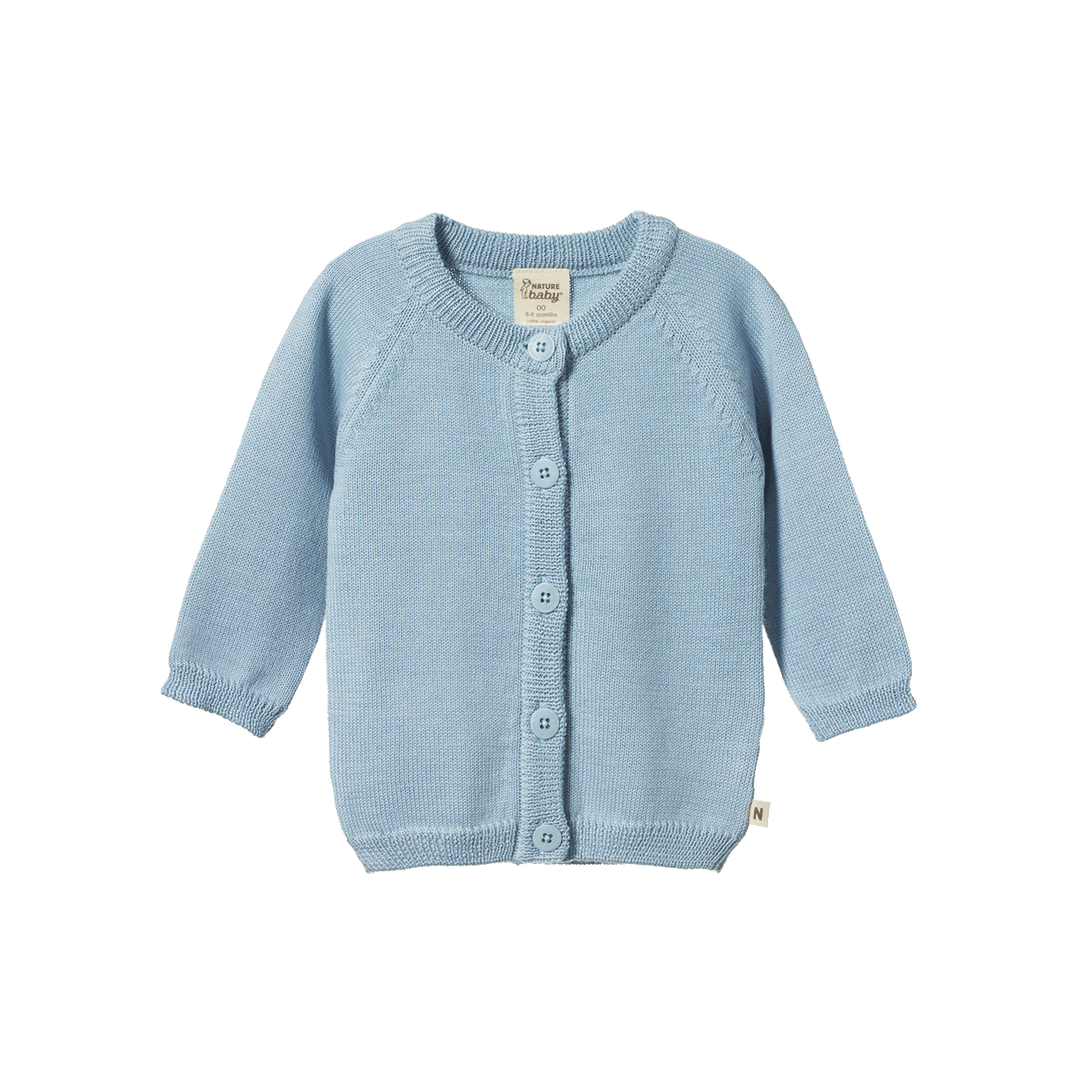 Nature Baby Merino Knit Cardigan Celestial Blue Daisy and Hen