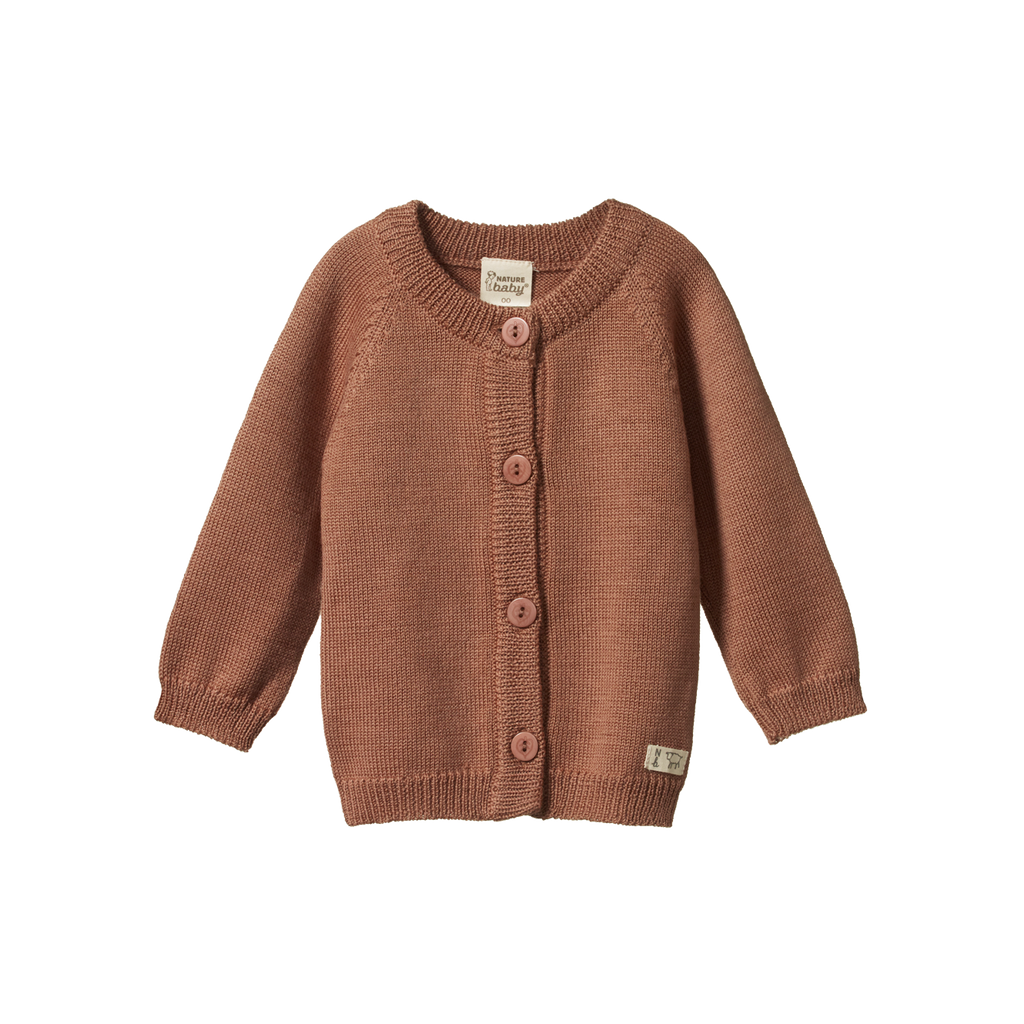 Nature Baby Merino Knit Cardigan Hazelnut Daisy and Hen