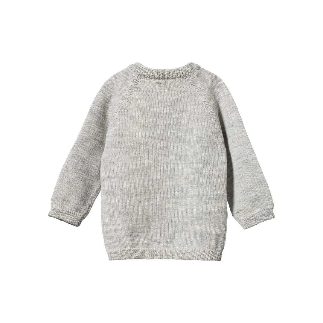 Nature Baby Merino Knit Cardigan - Light Grey Marl