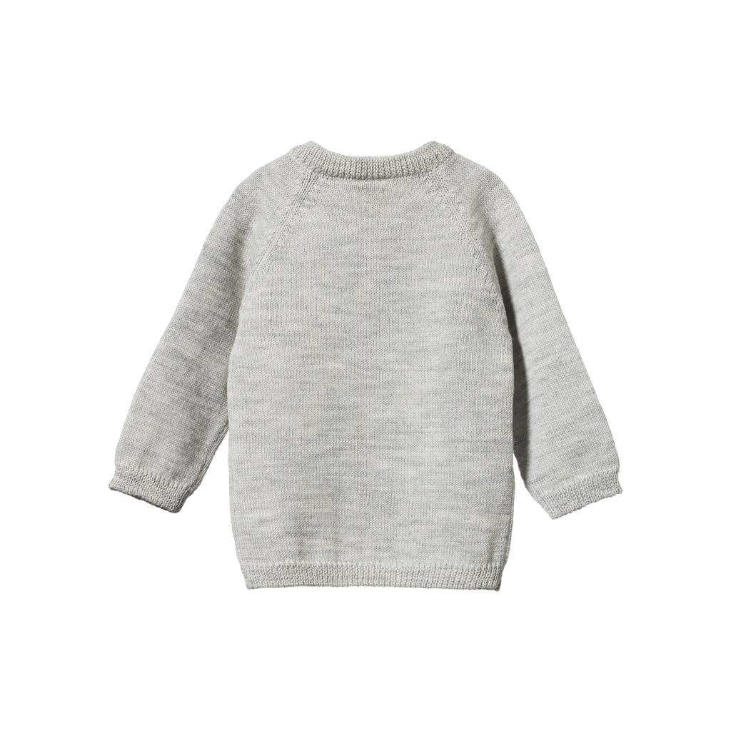 Nature Baby Merino Knit Cardigan - Light Grey Marl