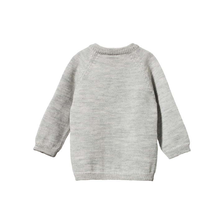 Nature Baby Merino Knit Cardigan - Light Grey Marl