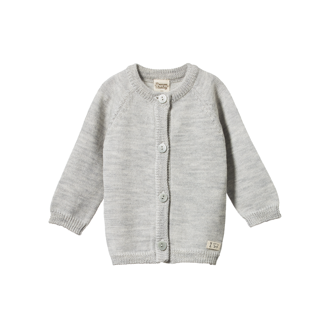 Nature Baby Merino Knit Cardigan - Light Grey Marl