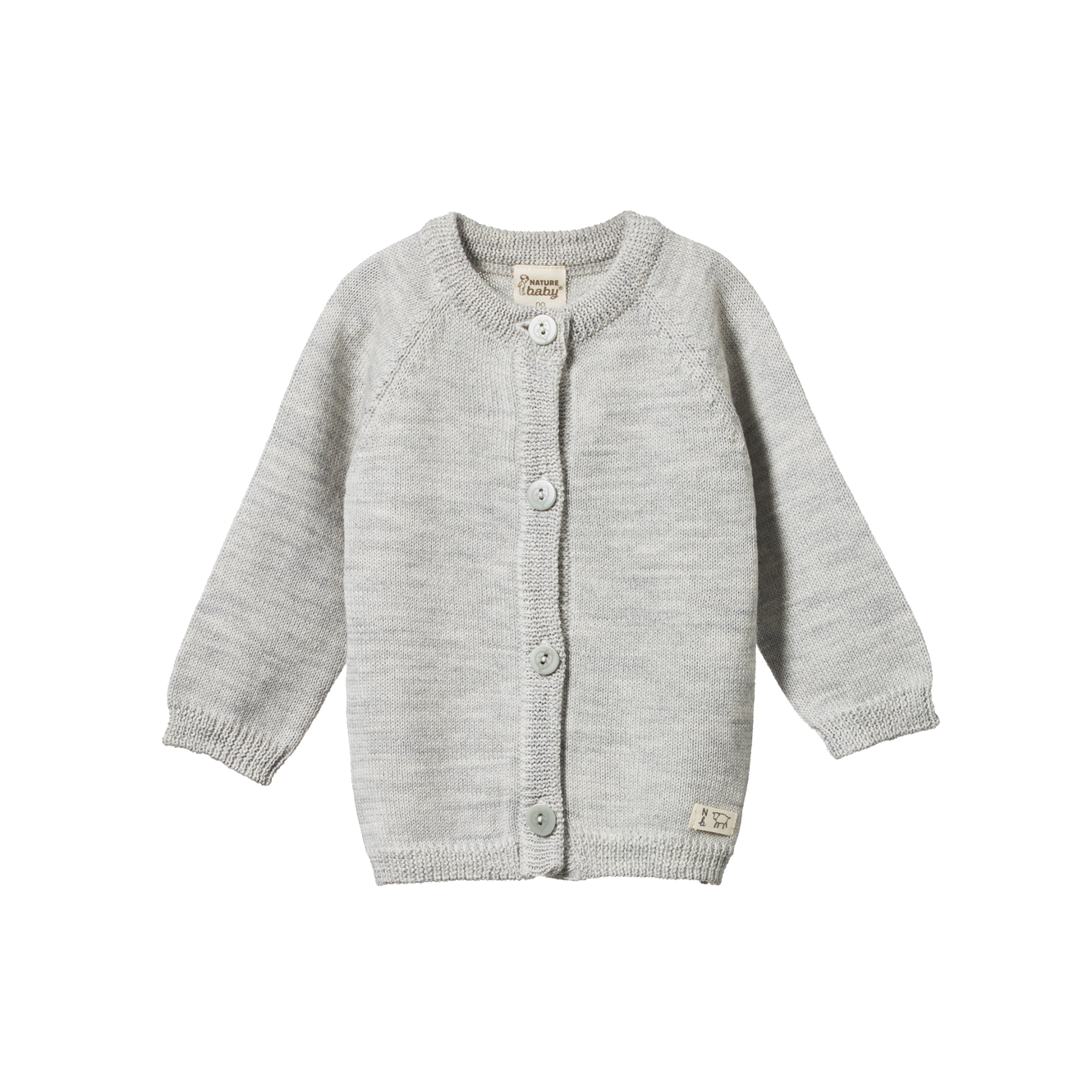 Nature Baby Merino Knit Cardigan - Light Grey Marl