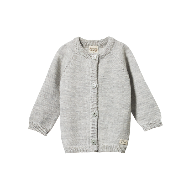Nature Baby Merino Knit Cardigan - Light Grey Marl