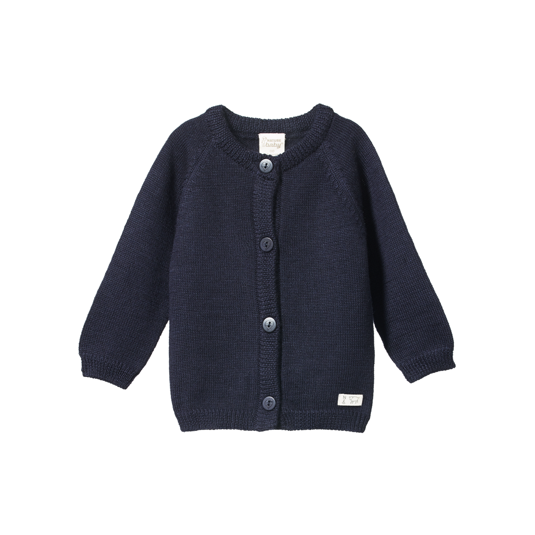 Nature Baby Merino Knit Cardigan Navy Daisy and Hen