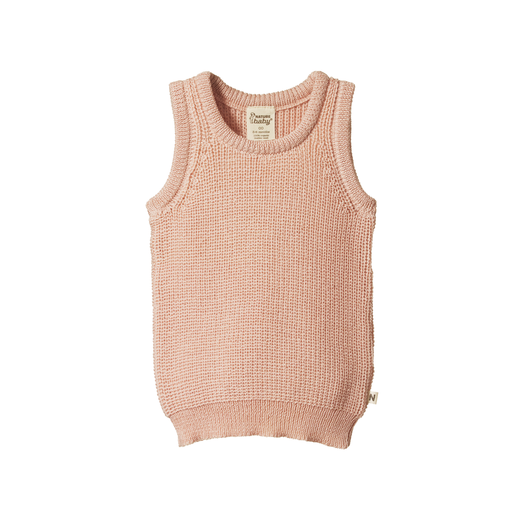 Nature Baby Merino Knit Vest - Rose Dust Chunky Knit