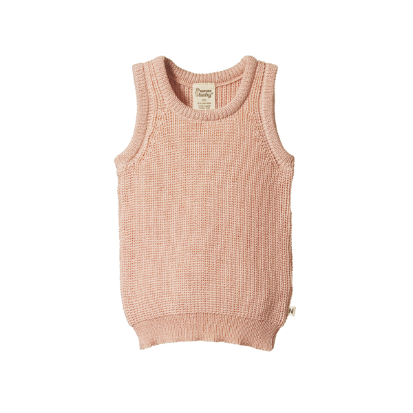 Nature Baby Merino Knit Vest Rose Dust Chunky Knit Daisy and Hen