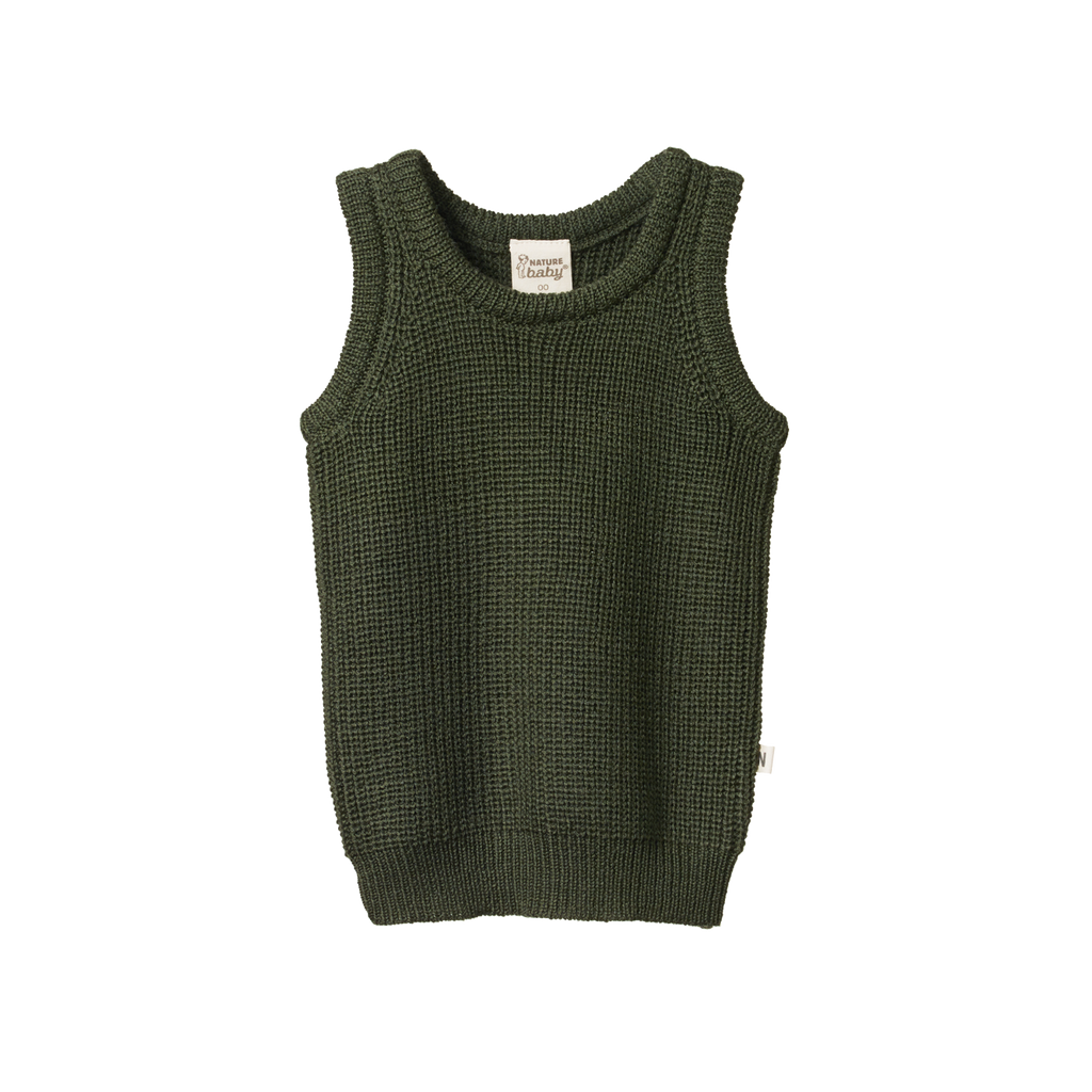 Nature Baby Merino Knit Vest - Thyme Chunky Knit