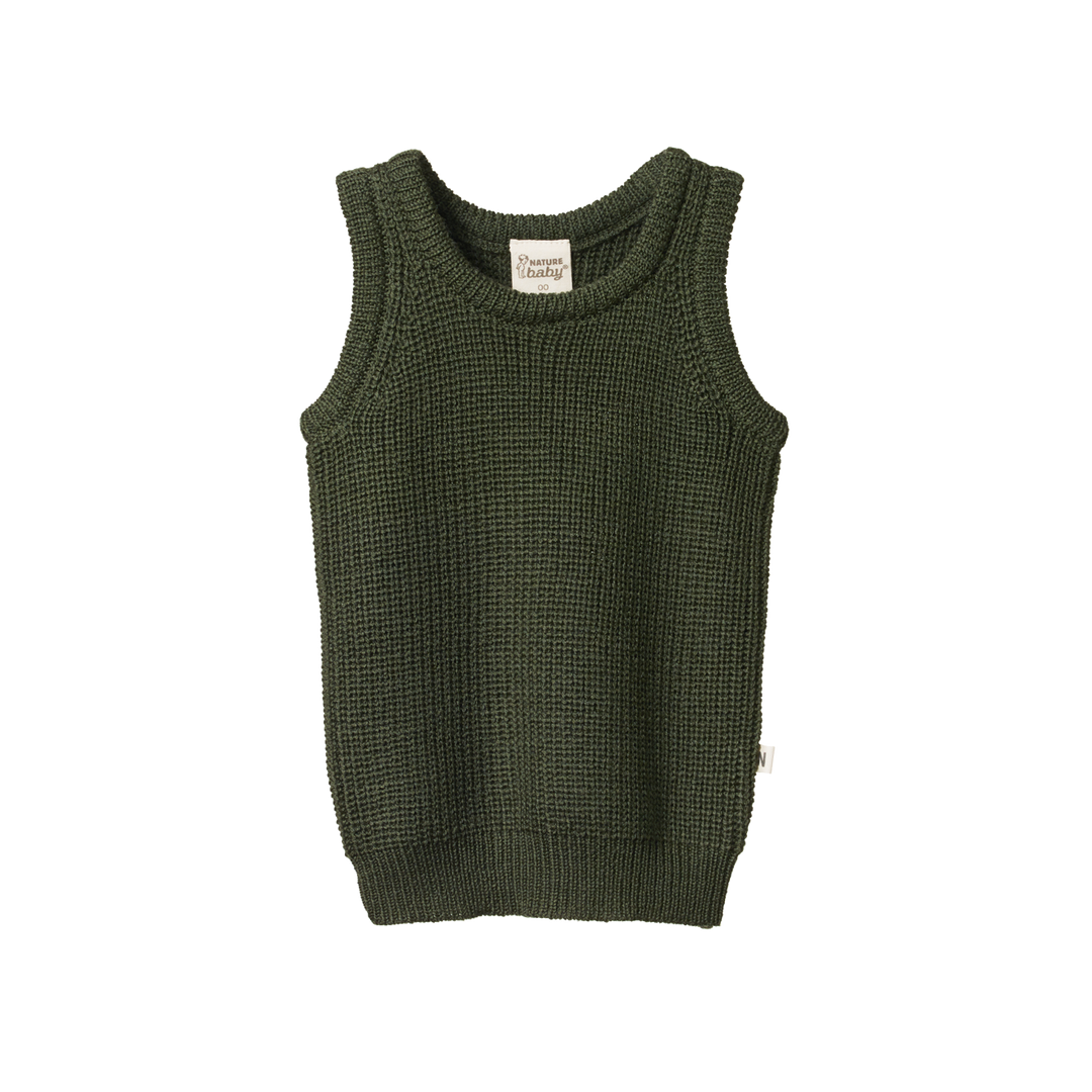 Nature Baby Merino Knit Vest - Thyme Chunky Knit