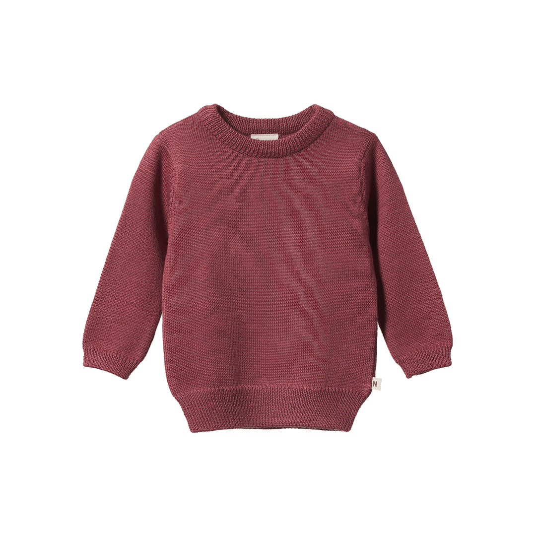 Nature Baby Merino Knit Pullover - Rhubarb