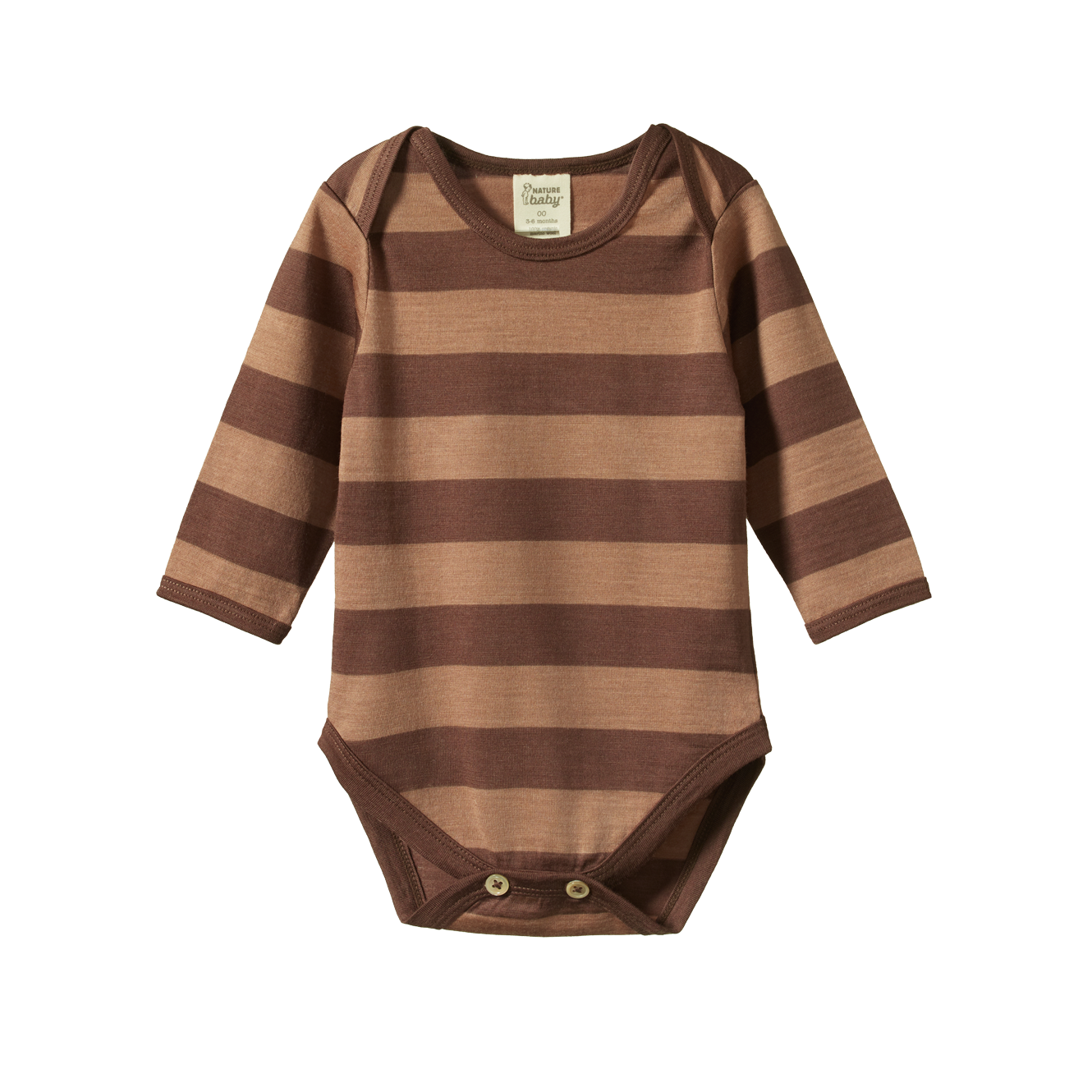 Nature Baby Merino Essentials Long Sleeve Bodysuit - Bear Bold Stripe