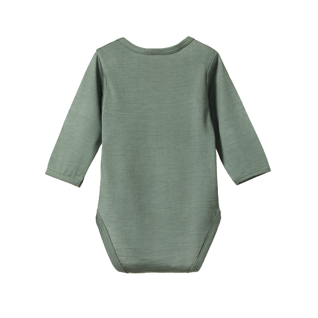 Nature Baby Merino Essentials Long Sleeve Bodysuit - Nettle